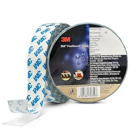 3M Fastbond Double Sided Adhesive Tape for Metals, Plastic, Glass, Wood, Water Resistant, Provides Excellent Adhesion (30mm X 20m, 1 Roll)