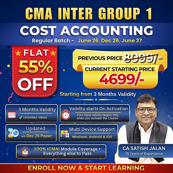 CMA Inter Cost Accounting (Group 1) By CA Satish Jalan