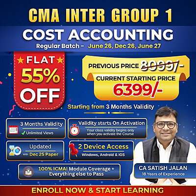CMA Inter Cost Accounting (Group 1) By CA Satish Jalan