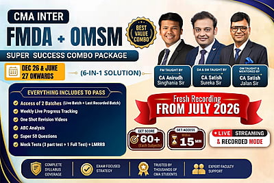 CMA Inter Combo FMDA & OMSM For Dec 26 June 27 Exams – Super Success Package - Aim 60+ Marks - By SJC Institute CMA Inter Combo FMDA & OMSM For Dec 26 June 27 Exams – Super Success Package - Aim 60+ Marks - By SJC Institute
