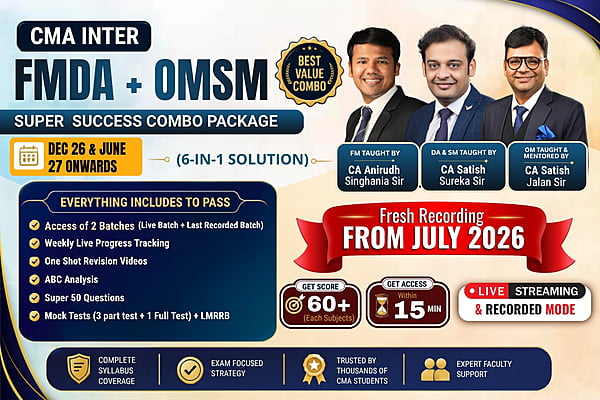 CMA Inter Combo FMDA & OMSM For Dec 26 June 27 Exams – Super Success Package - Aim 60+ Marks - By SJC Institute CMA Inter Combo FMDA & OMSM For Dec 26 June 27 Exams – Super Success Package - Aim 60+ Marks - By SJC Institute