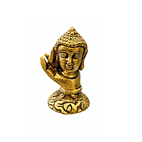Golden Buddha Head Statue with Blessing Hand | Decorative Meditating Buddha Idol for Home Décor