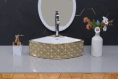DTT-1113 Gold Designer Table Top Basin 16" x 16" x 5" Inch