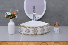 DTT-1134 Gold Designer Table Top Basin 16" x 16" x 5" Inch