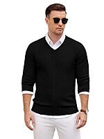 Men‘s V Neck Jumpers Knitted Sweaters, Slim Fit Pullover Long Sleeve Fall Winter Sweatshirts