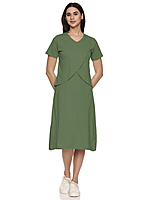 Womens Cotton Zipless Feeding Night Dress/Gown Claf Length, Feeding Coverup Pregnancy Dresses,Maternity Feeding Nighty Without Zip for Women,Easy Nursing & Breastfeeding SAGE GREEN