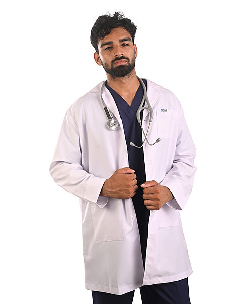 Ksvi Long Lab Coat Apron Full Sleeve Male White