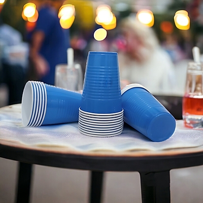 Set of 20-450ml Beer Glass | Blue Drinking Cup | Drinking Glass for New Year Bachelor Anniversary Helloween Wedding Adults Parties and Games | Party Suppliers