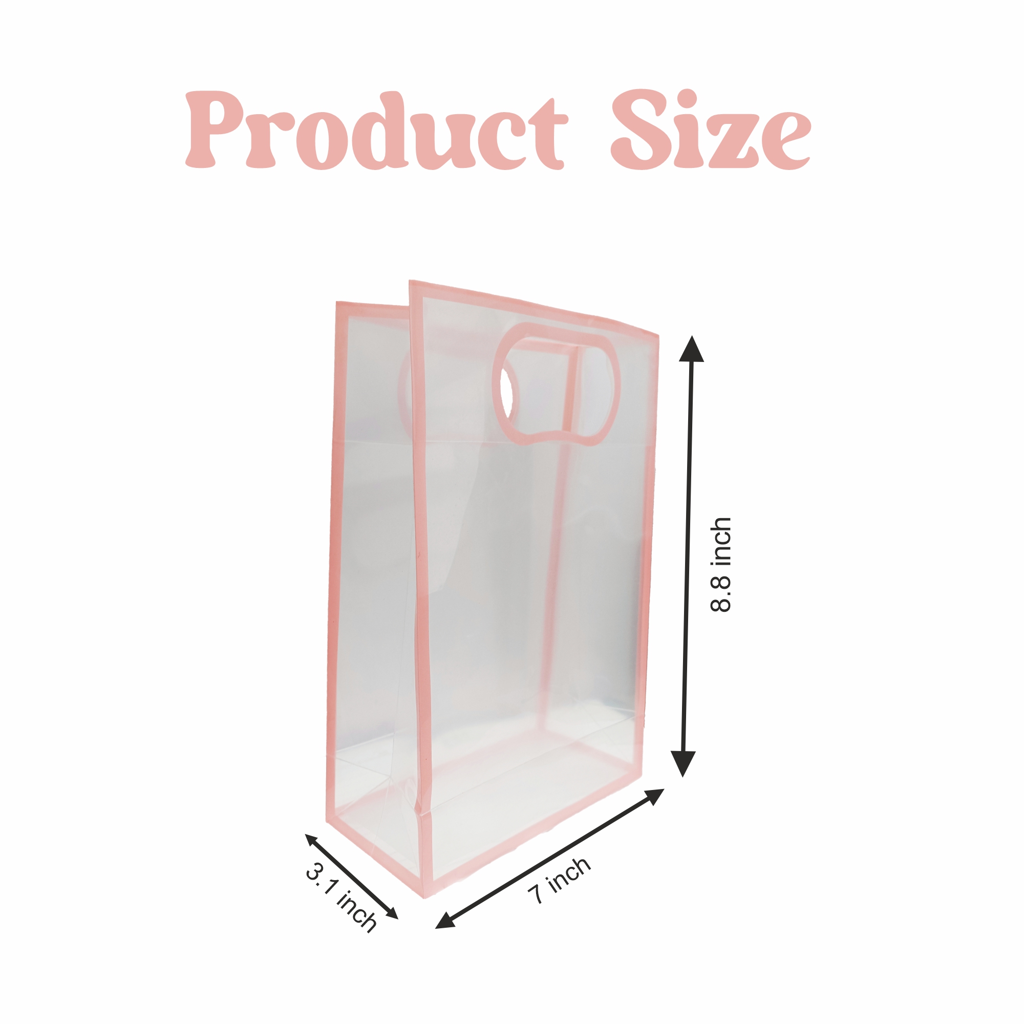 6 Pcs Transparent Goodie Bags – Clear Gift Bags for Valentine Wedding Return Gifts Birthday Party Festivals Events Small Hamper Bags Pink Shopping Bags