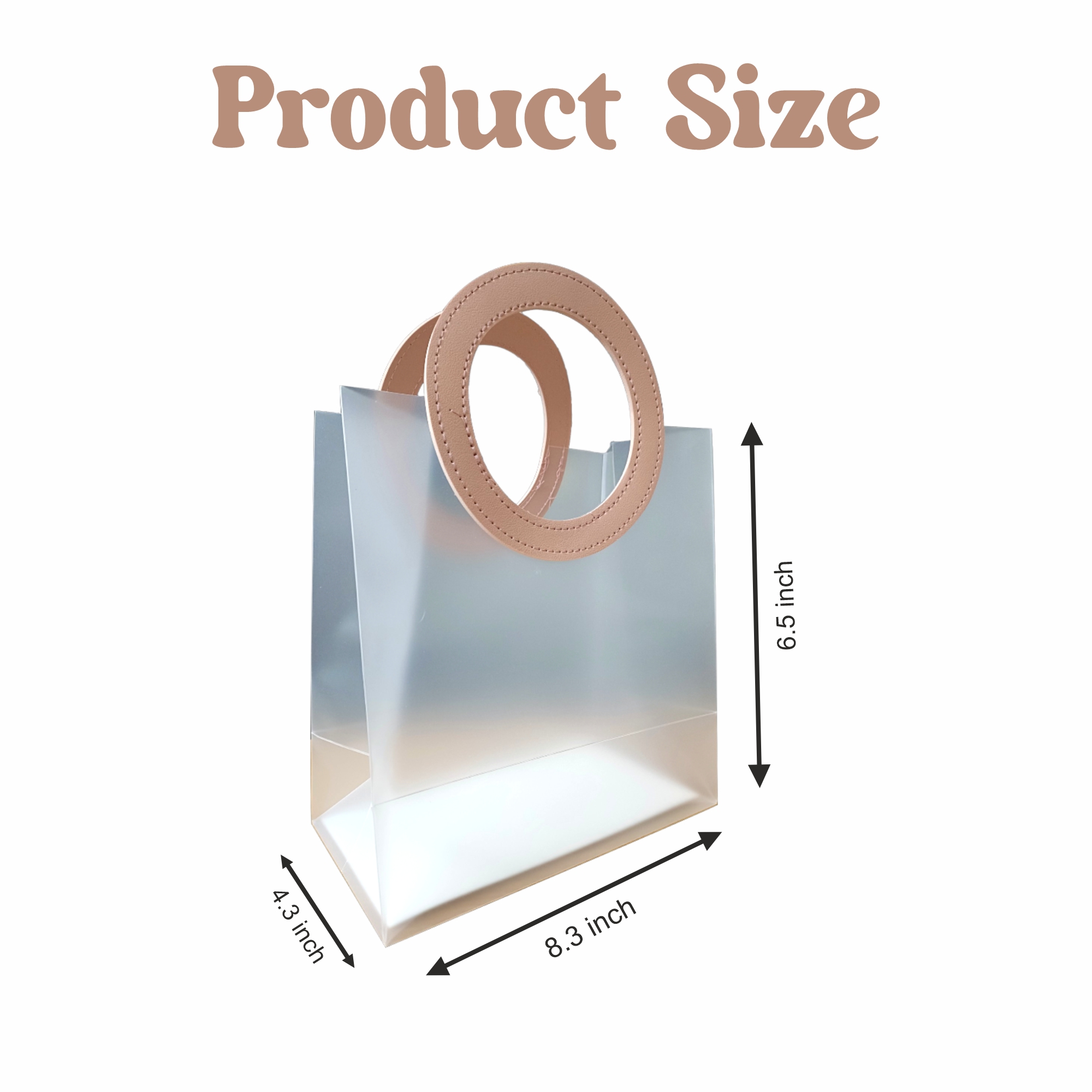 6pcs Transparent Gift Bags with Pink Handles | Light Weight Clear Gift Wrap Bags for Bridal Party, Baby Shower, Wedding Return Gifts, Birthday Party, Valentine, Bachelorette, Shopping Bags