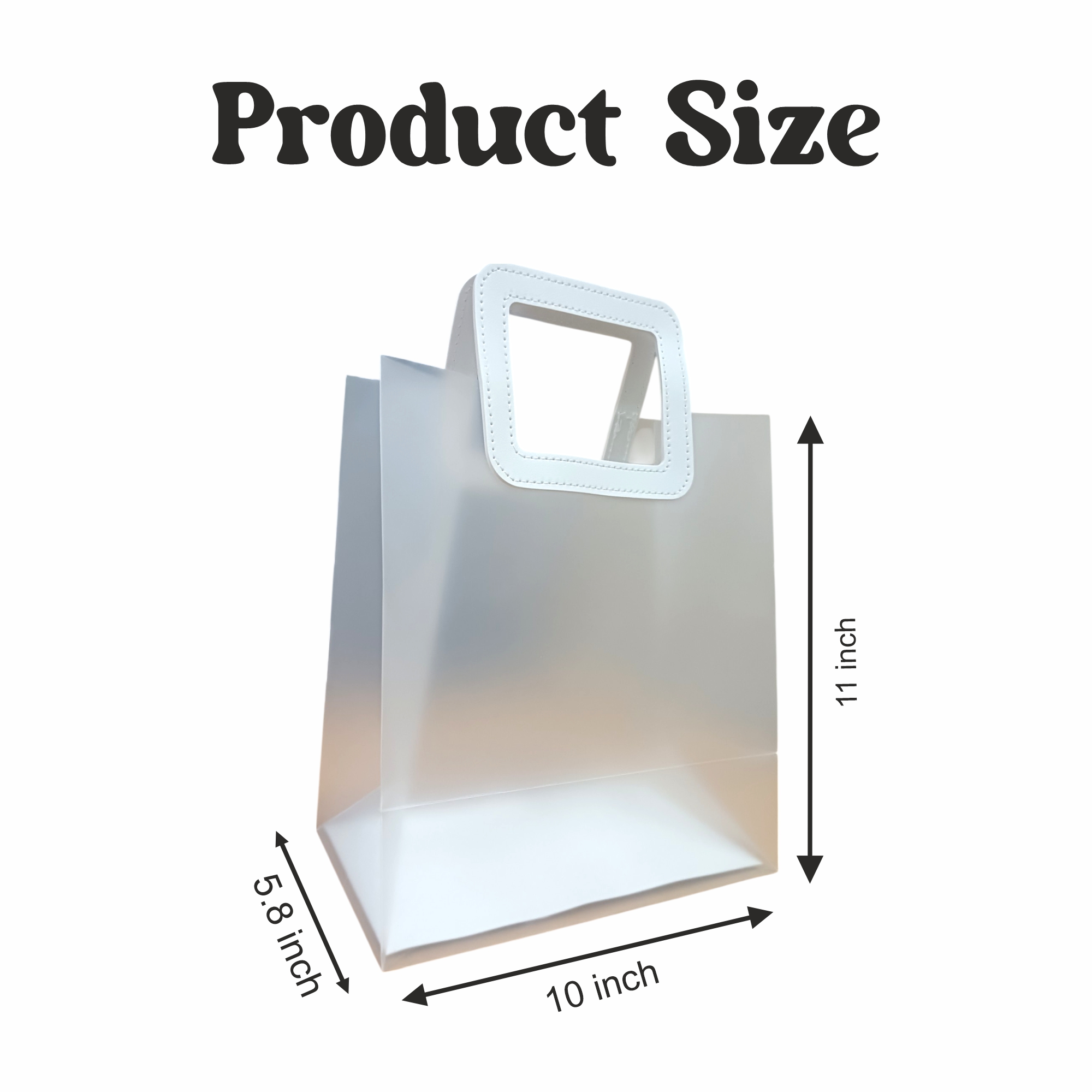 Set of 6 White MediumTransparent Gift Bag for Wedding & Birthday with Square Handle | Gift Bags for Shopping Baby Shower Bridesmaid Party Favors Waterproof Bags