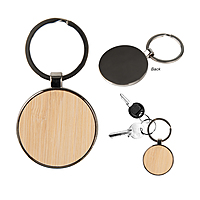 K2 Bamboo Metal Keychain, Round