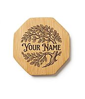 Bamboo Fridge Magnet, No 4, 6 x 6 cm, Hexagonal