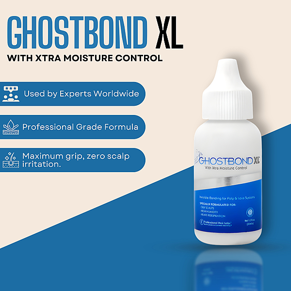 GHOSTBOND XL Hair Patch Adhesive Glue | Waterproof Lace Wig Glue for Men & Women | Invisible Bond for Poly & Lace Systems | Sweat, Oil & Moisture Resistant | 38ml
