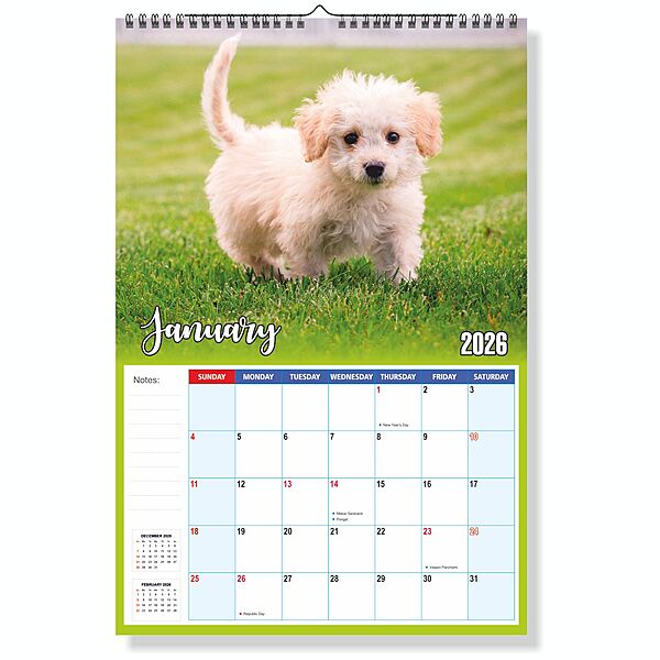 2026 Cute Dogs Wall Calendar