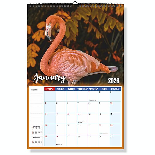 2026 Exotic Birds Wall Calendar
