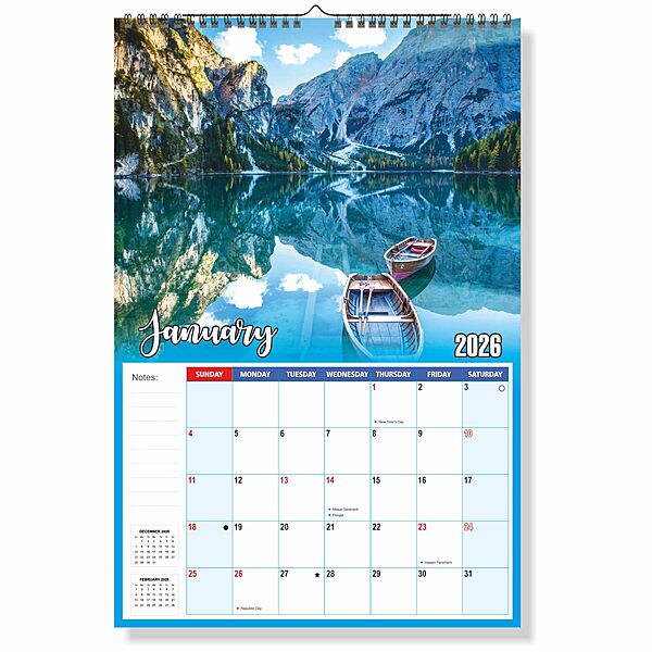 2026 Scenic Lake Wall Calendar