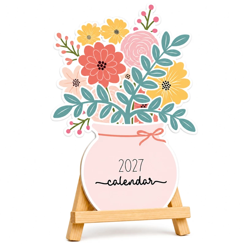 2027 Flower Pots Table Calendar