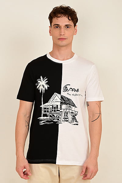 Men's Colour Block Printed Tshirt