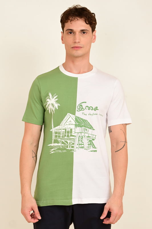 Men's Colour Block Printed Tshirt