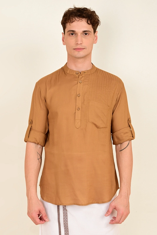 Men's Embroidered Short Kurta