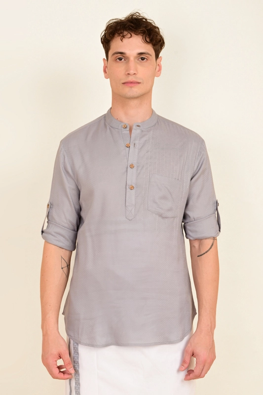 Men's Embroidered Short Kurta