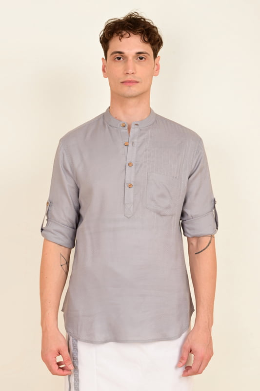 Men's Embroidered Short Kurta