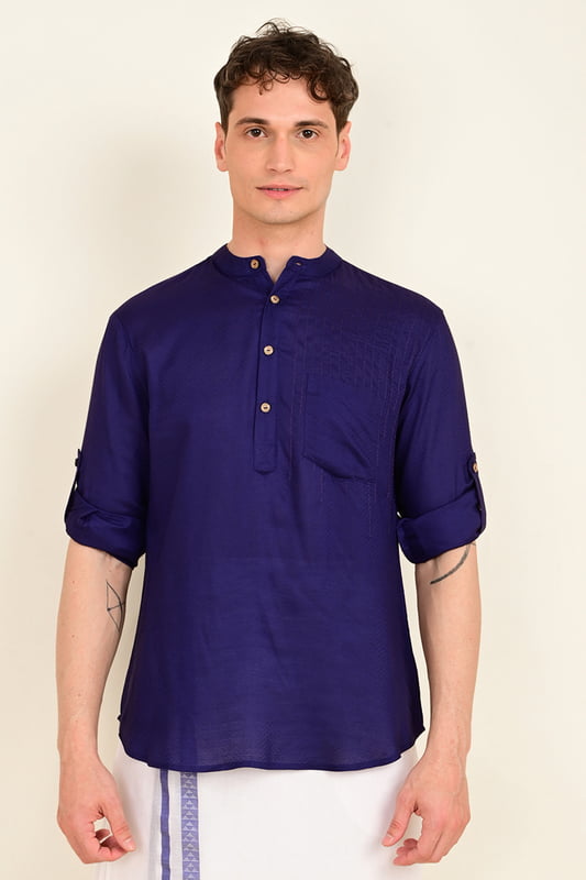 Men's Embroidered Short Kurta