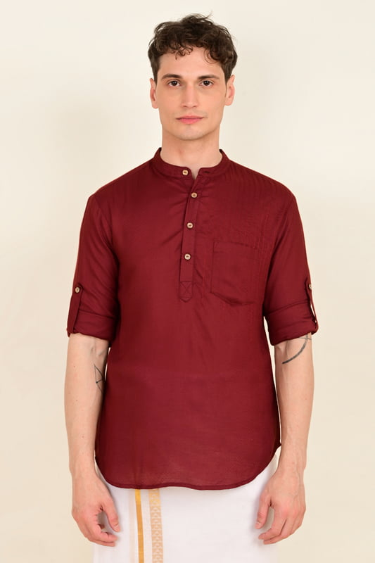 Men's Embroidered Short Kurta