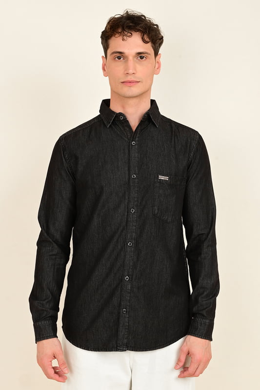 Men's Full Sleeve Chambray Shirt - Gray