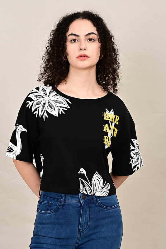 Women's  Forest Script Crop Top
