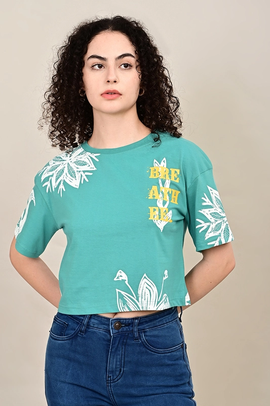 Women's  Forest Script Crop Top
