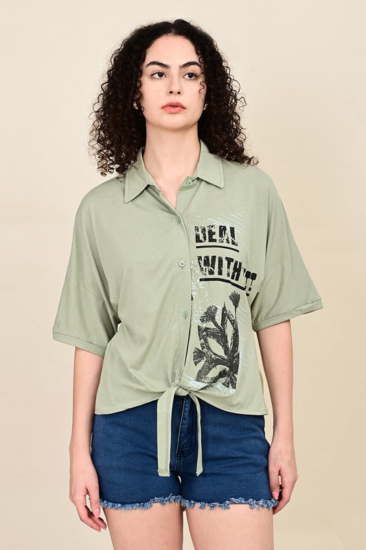 Women's Forest Script Tie-up Shirt