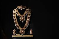 Lakshmi set with green Beads