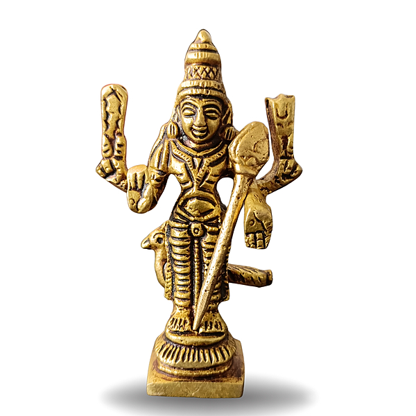 Pure Brass lord Murugan Idol | Handcrafted Tamil by Nadu Artisans | Compact Pooja Murti for Home & Office – 132 g