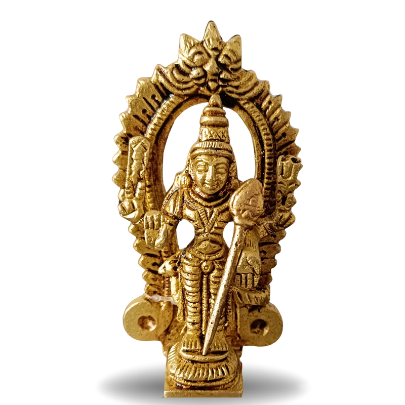 Pure Brass Lord Murugan with Thiruvachi Idol | Handcrafted by Tamil Nadu Artisans | Divine Pooja Murti for Home & Office – 232 g