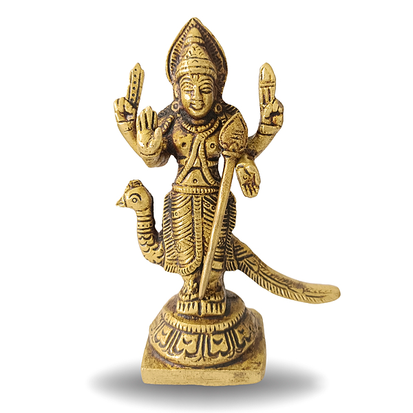 Pure Brass Peacock Murugan Idol (Big Size) | Handcrafted by Tamil Nadu Artisans | Powerful Spiritual Pooja Murti – 292 g