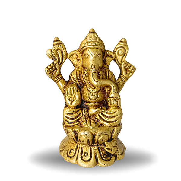 Pure Brass Lotus Base Vinayagar Idol (Compact) | Handcrafted by Tamil Nadu Artisans | Daily Pooja & Gift – 202 g