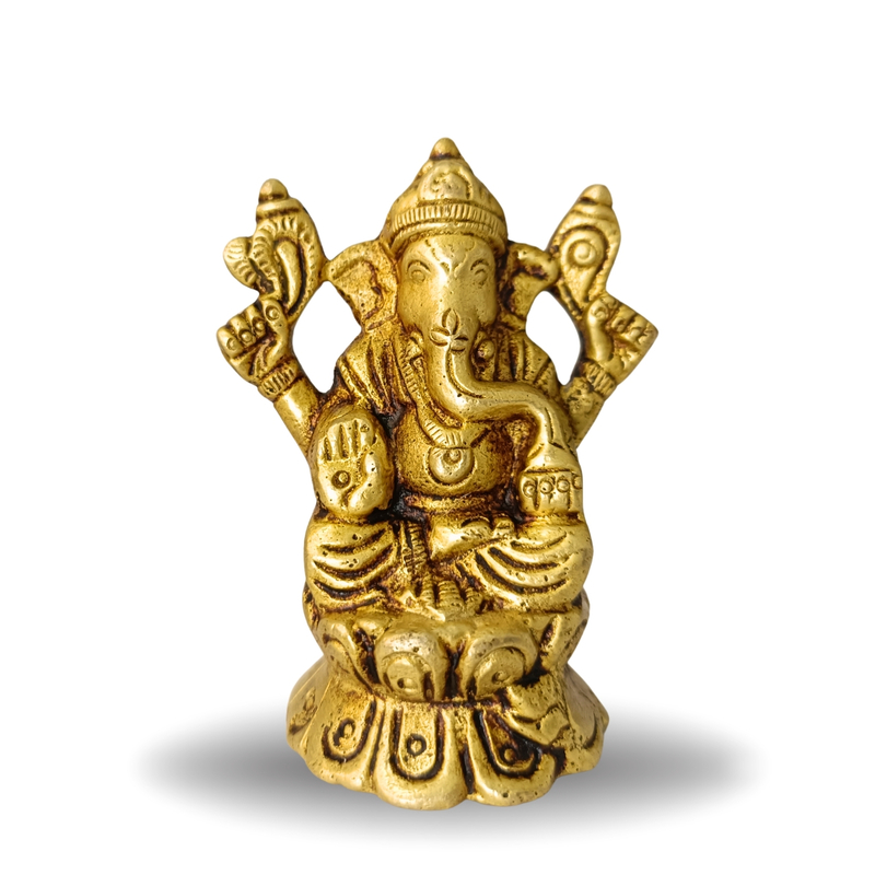 Pure Brass Lotus Base Vinayagar Idol (Compact) | Handcrafted by Tamil Nadu Artisans | Daily Pooja & Gift – 202 g