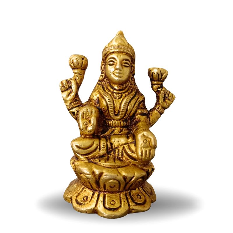 Pure Brass Goddess Mahalakshmi Idol | Handcrafted by Tamil Nadu Artisans | Wealth & Prosperity Pooja Murti – 183 g