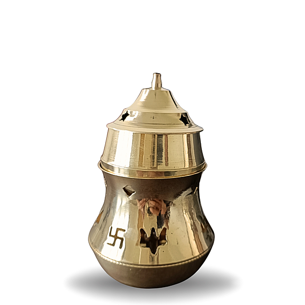 Pure Brass Kapoor Lamp | Handcrafted by Tamil Nadu Artisans | Safe Camphor Aarti Lamp for Pooja – 162 g