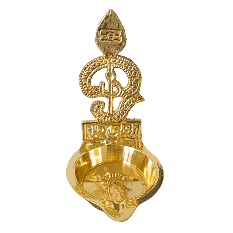 Pure Brass Om Vilakku | Handcrafted by Tamil Nadu Artisans | Spiritual Symbol Pooja Diya – 85 g
