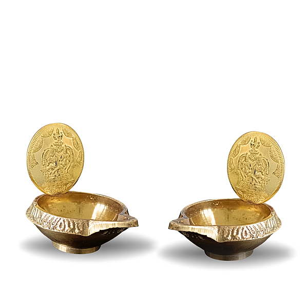 Pure Brass Kubera Vilakku | Handcrafted by Tamil Nadu Artisans | Wealth-Attracting Pooja Lamp – 1 Set
