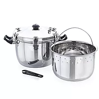 Express Stainless Steel Manual Rice Cooker with Steamer Basket Cooks up to