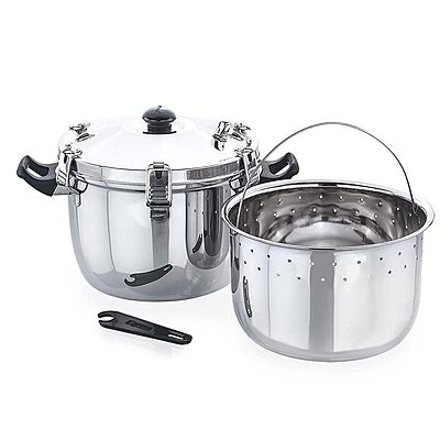 Express Stainless Steel Manual Rice Cooker with Steamer Basket Cooks up to