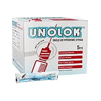 HMD Unolok Syringe 5ml 24G x 1 Inch Needle | Sterile Luer Lock Disposable Syringe | Box of 100