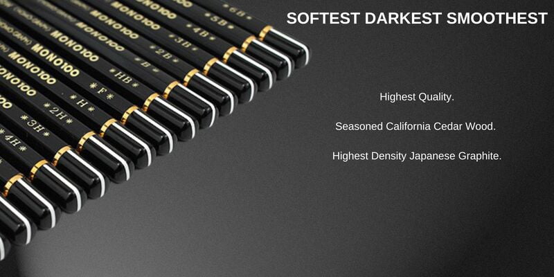 TOMBOW MONO 100 GRAPHITE PENCILS, 12 PENCILS IN LUXURY CASE