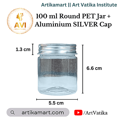 100 ml Round PET Jar + Aluminium SILVER Cap 100 ml Round PET Jar + Aluminium SILVER Cap