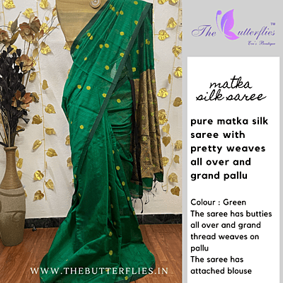 Pure Matka Silk saree in pretty green RIYSMSK17843