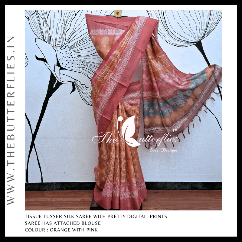 TISSUE TUSSER SILK SAREE SFHSTES23681 TISSUE TUSSER SILK SAREE SFHSTES23681